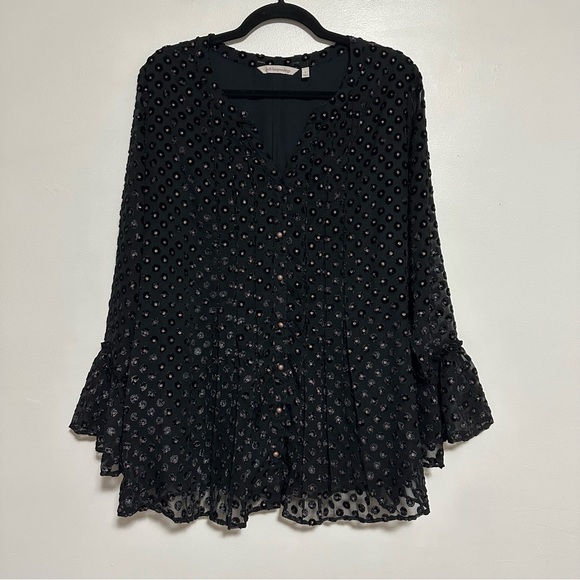 Soft Surroundings Swiss Dot Calm Velvet Blouse size large - Picture 2 of 6